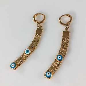 Boho EVIL EYE dangly earrings!